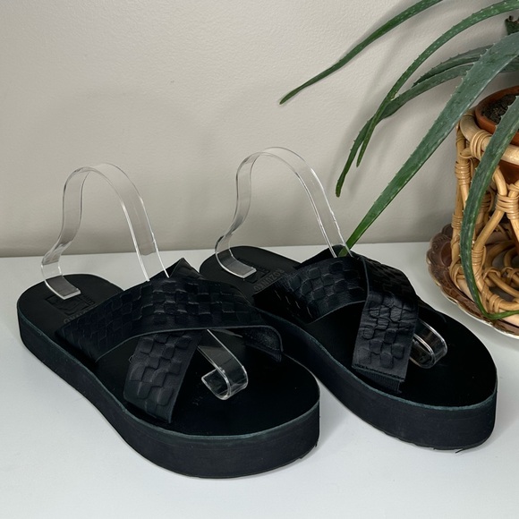 Vans Karina Rozunko Strap Mega Platform Sandal Black Woven Leather Woman 10 New - Picture 2 of 13